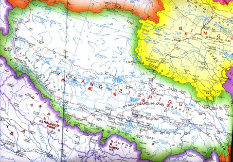 Political map of Tibet