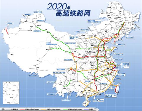 La red ferroviaria de alta velocidad de China en 2020