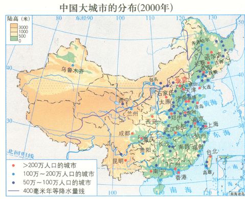 Las principales ciudades de China 2000