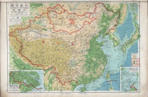 Physical map of China