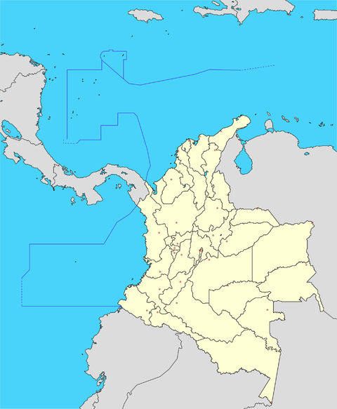 Colombia blank political map 2009