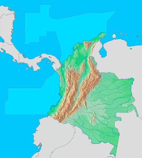 Mapa físico de Colombia