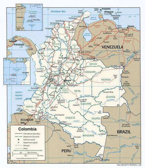 Colombia political map 2008