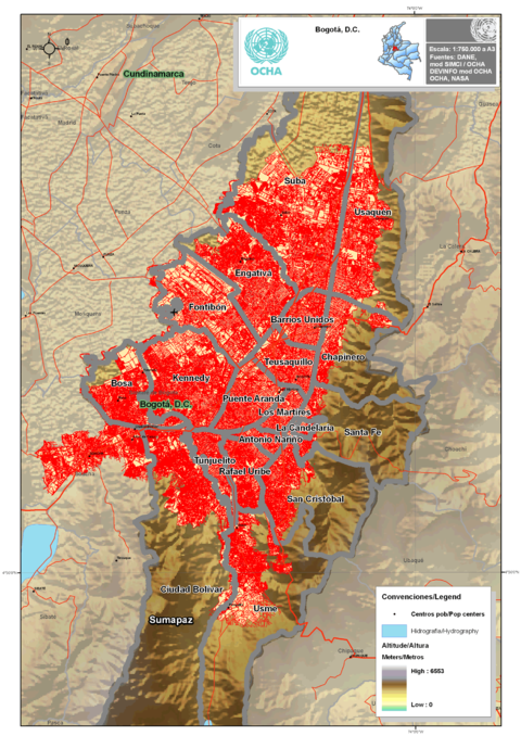 Geographic map of Bogotá