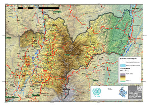 Mapa físico de Caldas