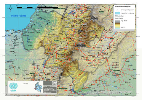 Mapa físico del Cauca