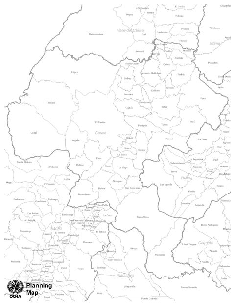 Cauca blank map