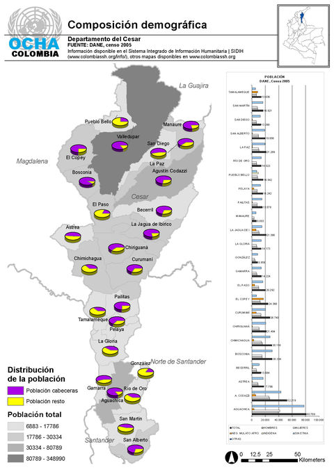 Demographic composition of Cesar 2005