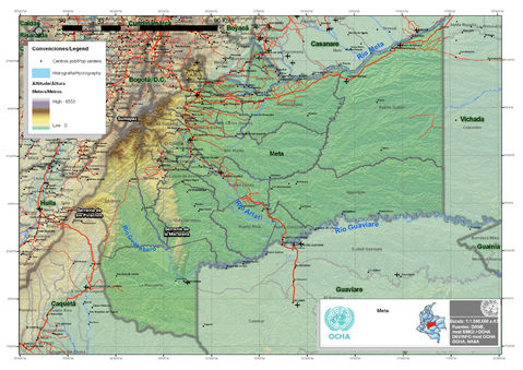 Mapa físico del Meta