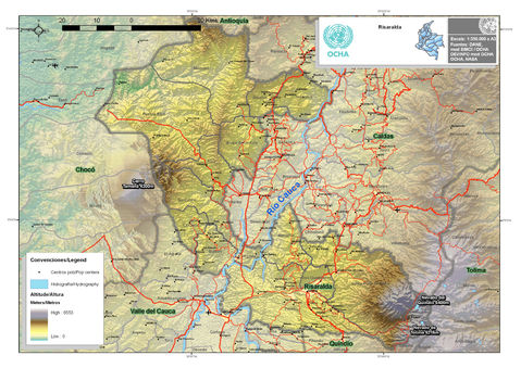 Mapa físico de Risaralda