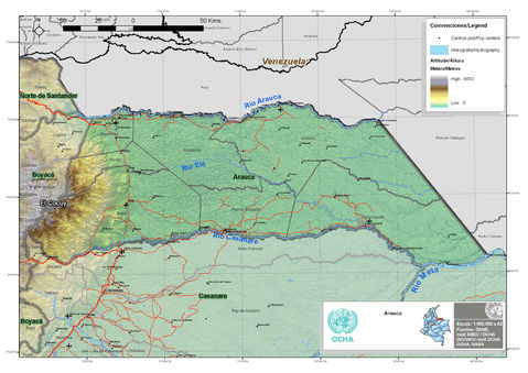 Mapa físico de Arauca