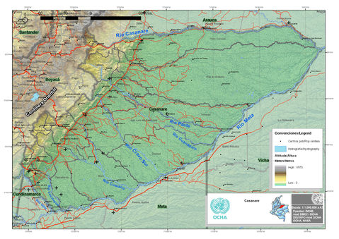 Mapa físico de Casanare