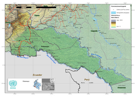 Mapa físico del Putumayo