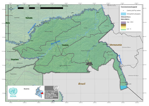 Mapa físico del Guainía