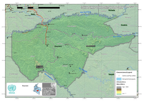 Mapa físico del Guaviare