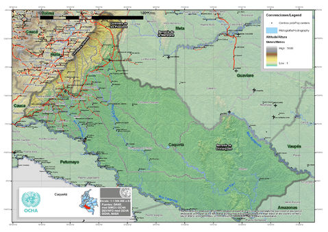 Mapa físico de Caquetá