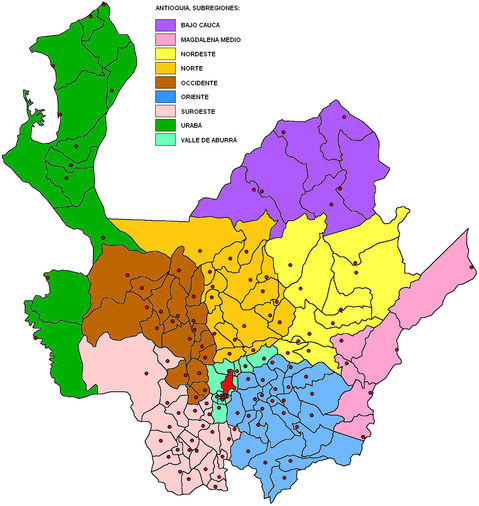 Regions of Antioquia 2008