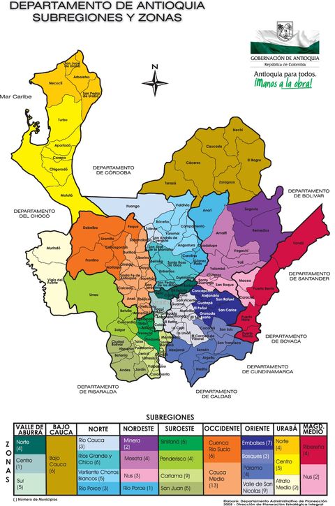 Subregions and areas of Antioquia 2005