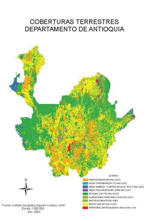 Land cover of Antioquia 2000