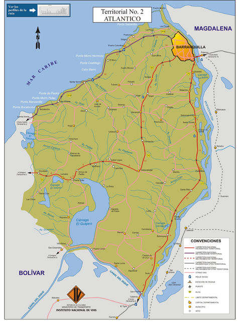 Mapa de carreteras del Atlántico