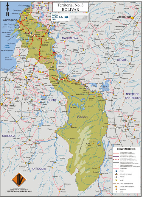 Mapa de carreteras de Bolívar