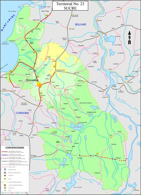 Mapa de carreteras de Sucre