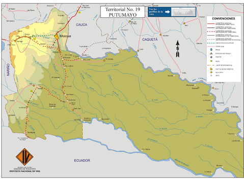 Mapa de carreteras del Putumayo