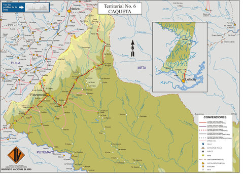 Mapa de carreteras de Caquetá