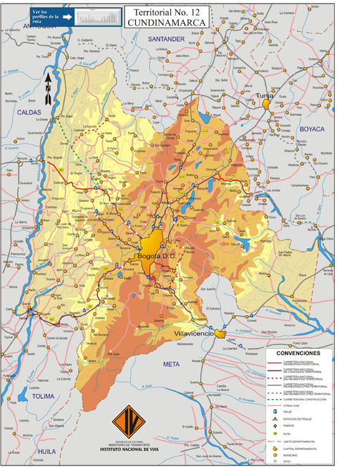 Mapa de carreteras de Cundinamarca