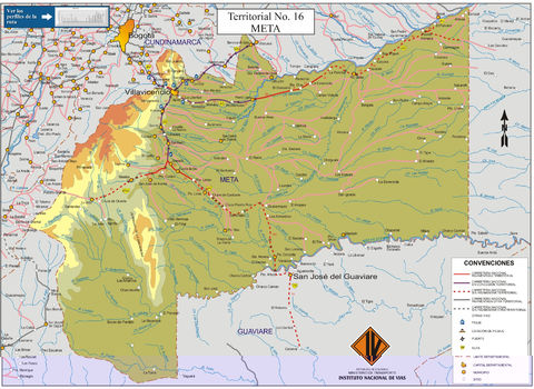 Mapa de carreteras del Meta