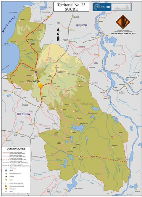 Mapa de carreteras de Sucre