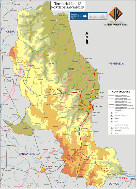 Mapa de carreteras de Norte de Santander