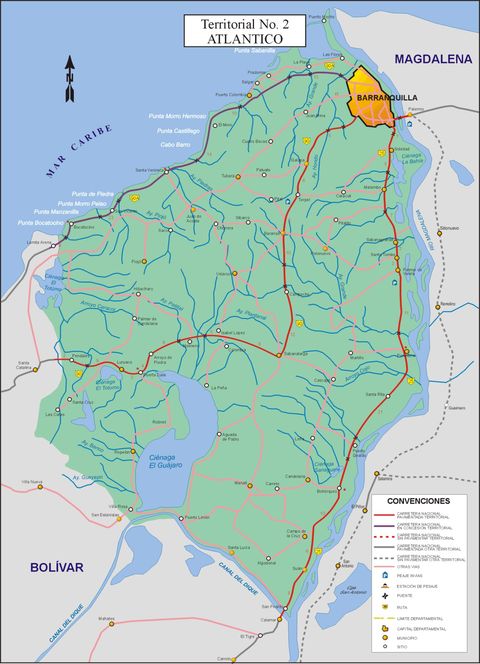 Mapa de carreteras del Atlántico