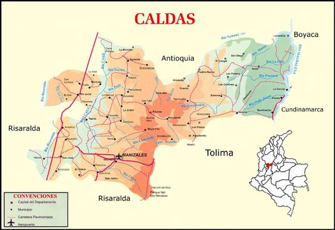 Mapa de carreteras de Caldas