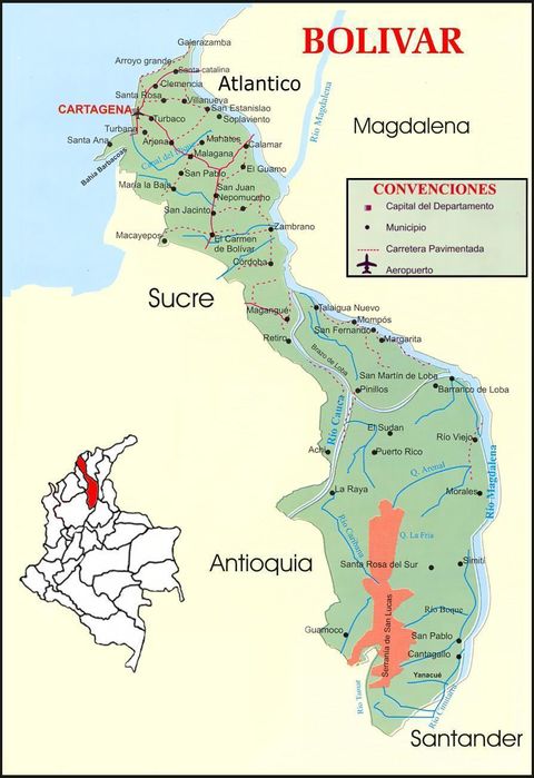 Mapa de carreteras de Bolívar