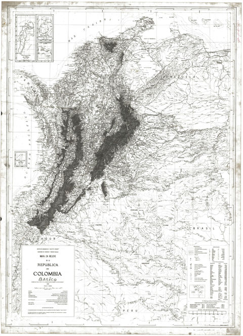 Mapa en relieve de Colombia 1980