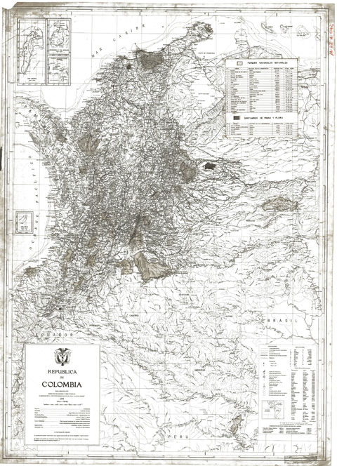 Mapa físico-político de Colombia 1979