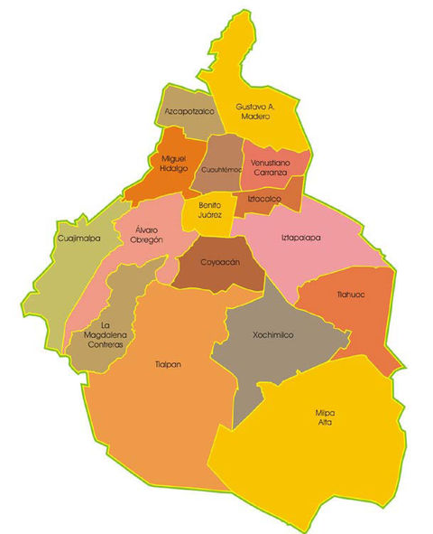 Political map of Mexico City