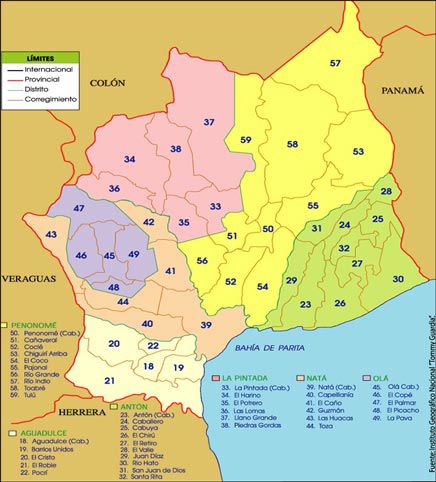 Mapa político de Coclé