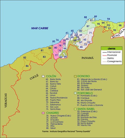 Mapa político de Colón