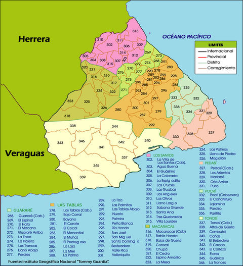 Mapa político de Los Santos