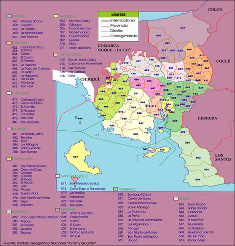 Political map of Veraguas