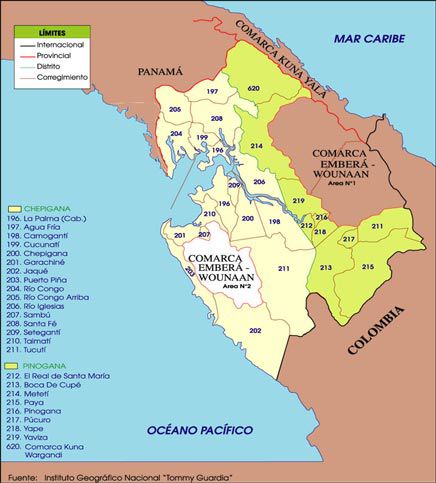 Mapa político de Darién