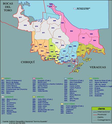 Mapa político de Ngobe-Buglé