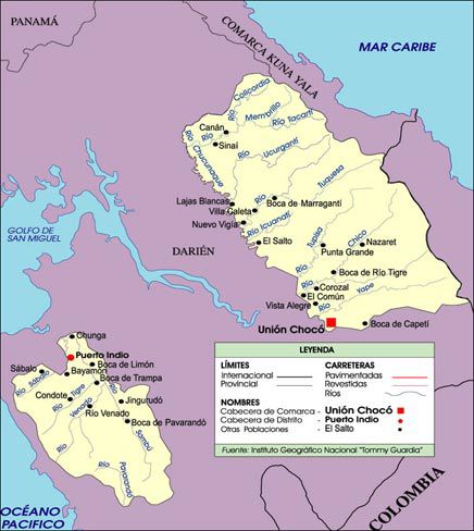 Map of Emberá Wounaan