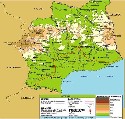 Mapa físico de Coclé