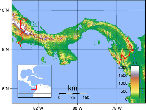 Topographic map of Panama 2007