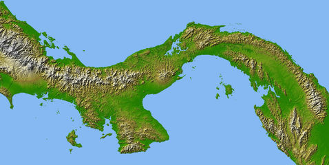 Physical map of Panama