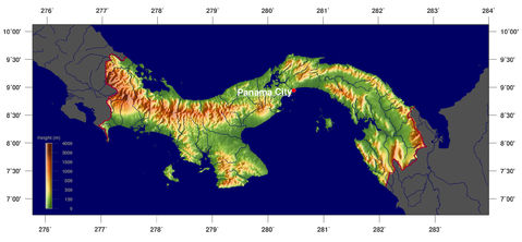 Mapa físico de Panamá