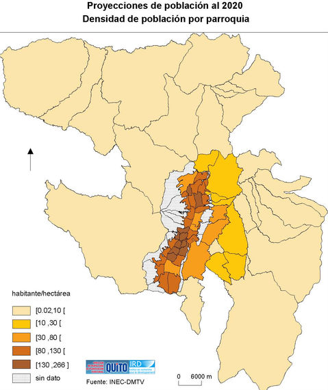 Population projections of the Metropolitan District of Quito in 2020